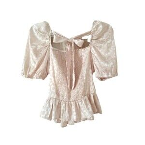 Milk & Honey Off the Shoulder Top Corset - Beige Leopard Print, S Short Sleeve